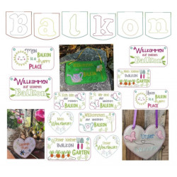 Stickserie ITH - Balkon Schilder inkl. Wimpel "Balkon"